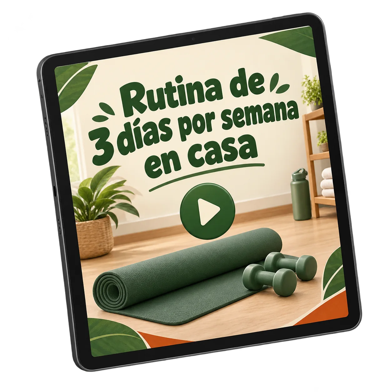 Tablet con el video del Bono 2: Rutina de 3 días por semana en casa