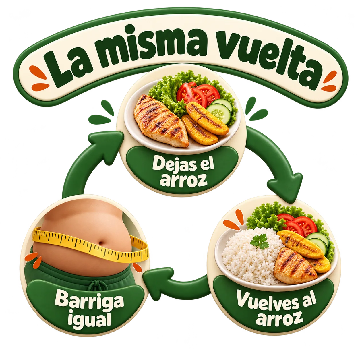 La misma vuelta: dejas el arroz, vuelves al arroz y la barriga queda igual